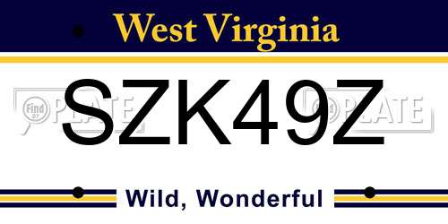 SZK49Z West Virginia License Plate