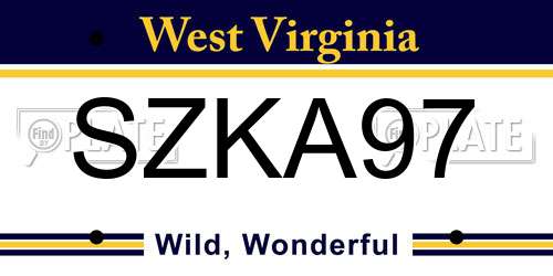 SZKA97 West Virginia License Plate