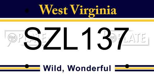 SZL137 West Virginia License Plate