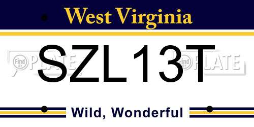 SZL13T West Virginia License Plate