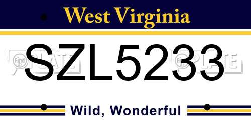 SZL5233 West Virginia License Plate