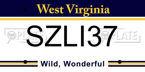 SZLI37 West Virginia License Plate