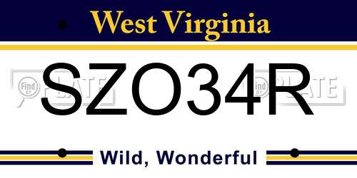 SZO34R West Virginia License Plate
