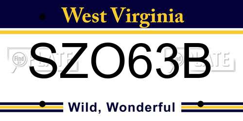 SZO63B West Virginia License Plate