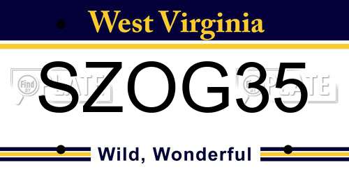 SZOG35 West Virginia License Plate