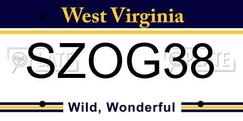 SZOG38 West Virginia License Plate