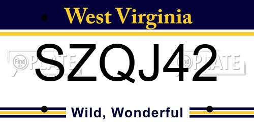 SZQJ42 West Virginia License Plate