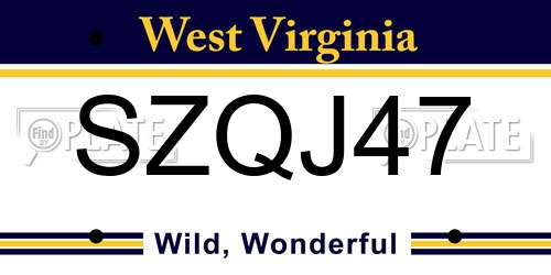 SZQJ47 West Virginia License Plate