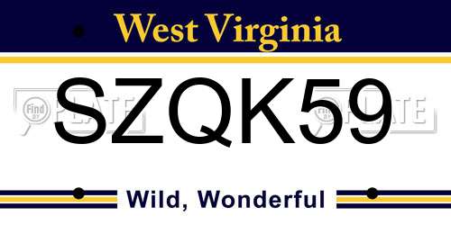 SZQK59 West Virginia License Plate