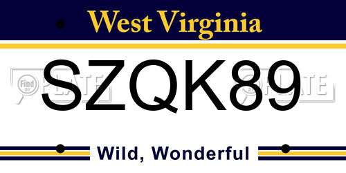 SZQK89 West Virginia License Plate