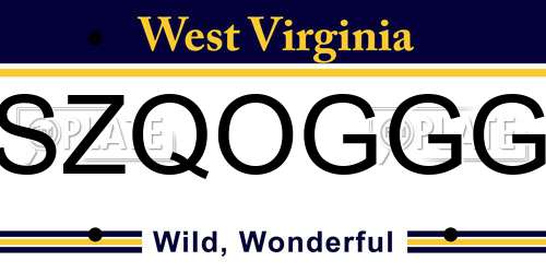 SZQOGGG West Virginia License Plate
