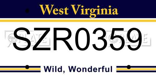 SZR0359 West Virginia License Plate