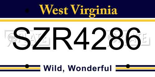 SZR4286 West Virginia License Plate