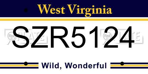 SZR5124 West Virginia License Plate