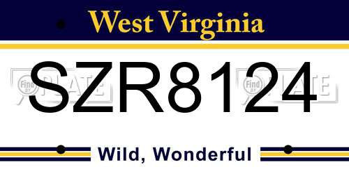 SZR8124 West Virginia License Plate