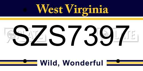 SZS7397 West Virginia License Plate