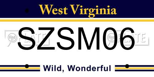SZSM06 West Virginia License Plate