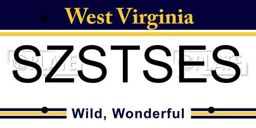 SZSTSES West Virginia License Plate