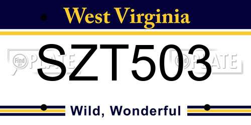 SZT503 West Virginia License Plate