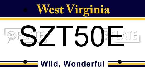 SZT50E West Virginia License Plate