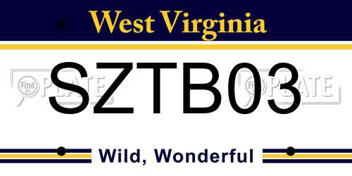 SZTB03 West Virginia License Plate