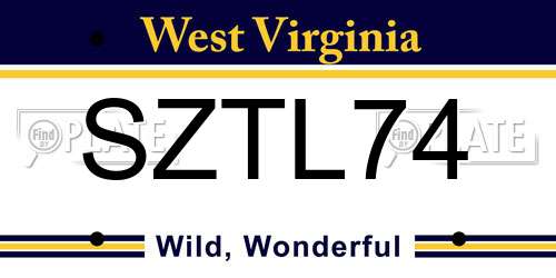 SZTL74 West Virginia License Plate