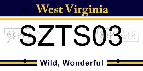 SZTS03 West Virginia License Plate