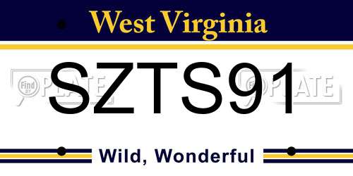 SZTS91 West Virginia License Plate
