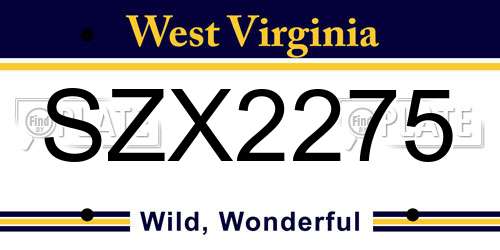 SZX2275 West Virginia License Plate