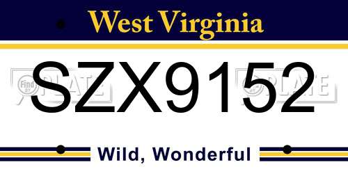 SZX9152 West Virginia License Plate