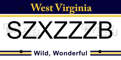SZXZZZB West Virginia License Plate