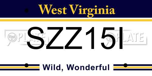 SZZ15I West Virginia License Plate