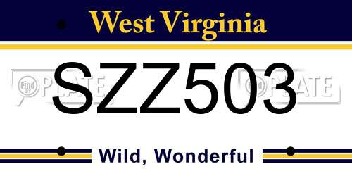 SZZ503 West Virginia License Plate