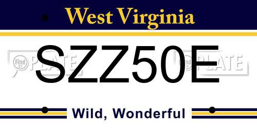 SZZ50E West Virginia License Plate