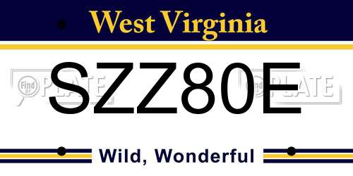SZZ80E West Virginia License Plate
