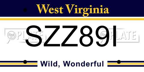 SZZ89I West Virginia License Plate