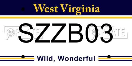 SZZB03 West Virginia License Plate