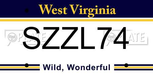 SZZL74 West Virginia License Plate