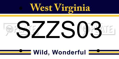 SZZS03 West Virginia License Plate