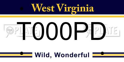 T000PD West Virginia License Plate