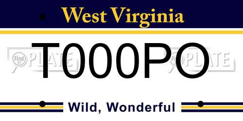 T000PO West Virginia License Plate