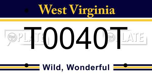 T0040T West Virginia License Plate