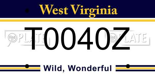T0040Z West Virginia License Plate