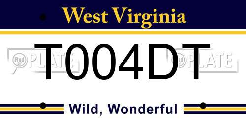 T004DT West Virginia License Plate
