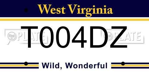 T004DZ West Virginia License Plate