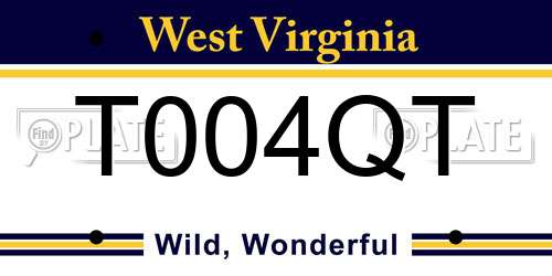 T004QT West Virginia License Plate