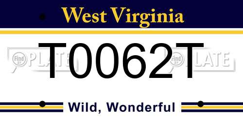 T0062T West Virginia License Plate