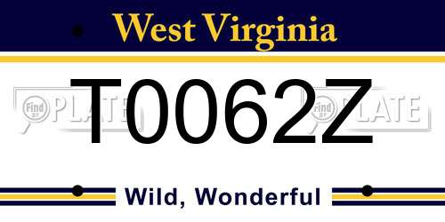 T0062Z West Virginia License Plate