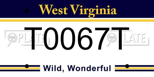 T0067T West Virginia License Plate