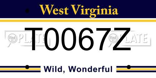 T0067Z West Virginia License Plate